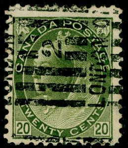 CANADA SG165, 20c Olive-Green, USED. Cat £50.