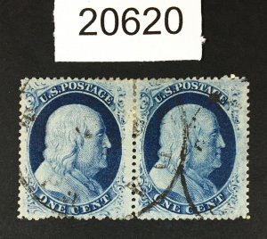 MOMEN: US STAMPS # 24 USED PAIR POS.88-89R8 LOT # 20620