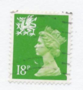 GB Wales & Monmouthshire 1971 Scott WMMH34 used - 18p, Queen Elizabeth II