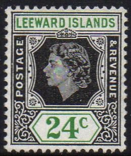 Leeward Islands 1954 24c black and green MH