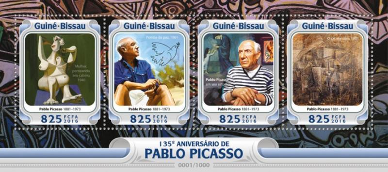 GUINEA BISSAU - 2016 - Pablo Picasso - Perf 4v Sheet - MNH