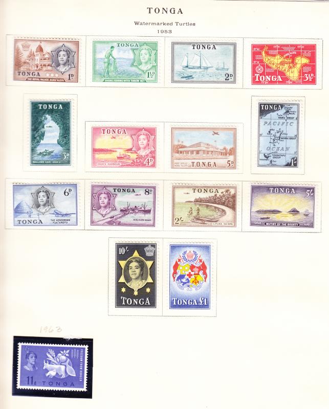 Tonga-Collection-on-Pages-Colonial-and-Modern-NH-Mint-VF-Many-Foils  Tonga-Coll