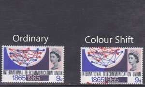 1965 Sg683p 9d I.T.U Huge Shift of Red  UNMOUNTED MINT [SN]