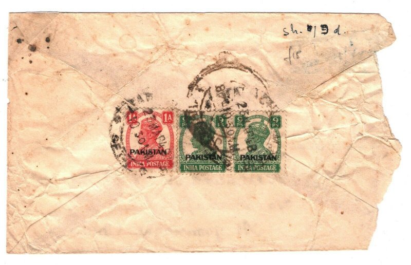 PAKISTAN Cover INDIA KGVI Overprints Karachi Air Mail Jamnagar 1948{samwells}B24