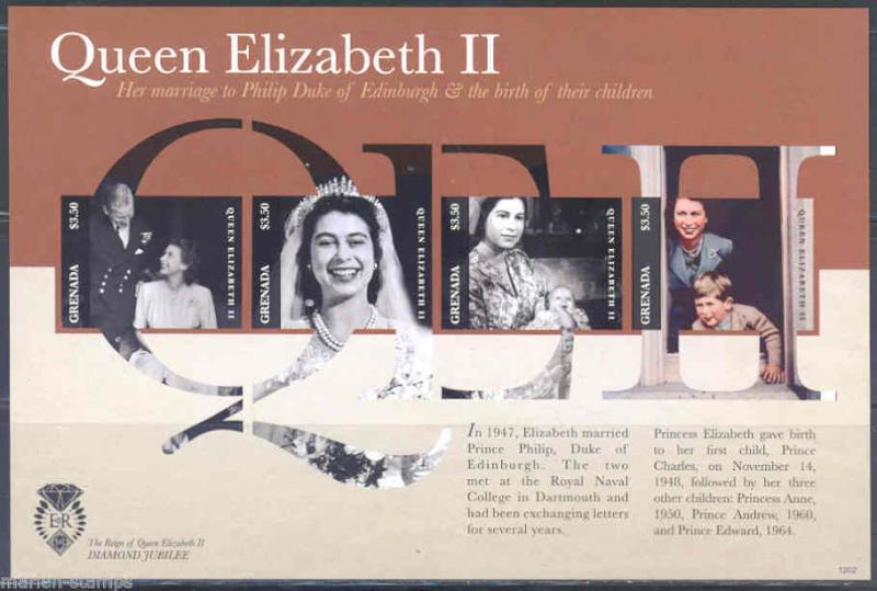 GRENADA QUEEN ELIZABETH II DIAMOND JUBILEE IMPERFORATED SHEET NH