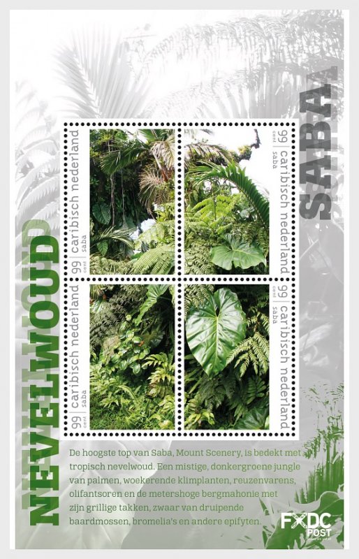 Stamps 2018 Caribbean Netherlands - Mist Forest - (Saba) - Miniature Sheet.