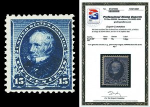 Scott 227 1890 15c Clay Mint F-VF OG LH Reperforated at Top with PSE CERT!