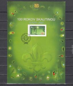 Slovakia, Scott cat. 520. Scout Centenary issue on a Souvenir cover.