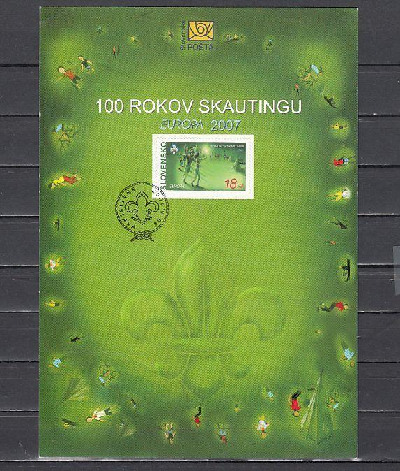 Slovakia, Scott cat. 520. Scout Centenary issue on a Souvenir cover.