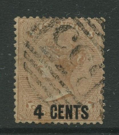 STAMP STATION PERTH: Mauritius #51 FU 1878  Single 4c on a 1p Stamp