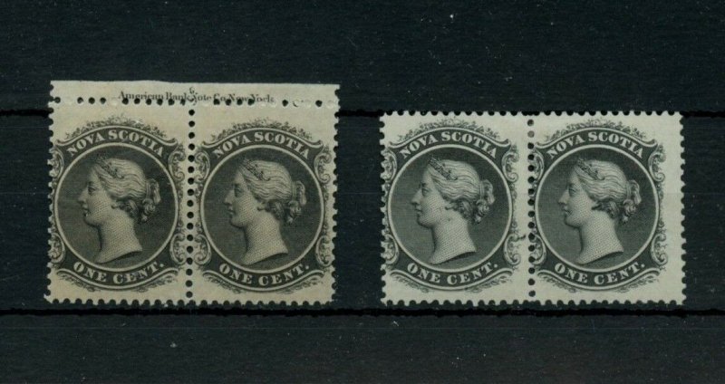 Nova Scotia pair pl imprint MNH and pair MH #8 one cent Canada mint