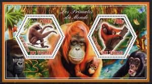 Chad 2014 Primates of the World #2 perf sheetlet containi...