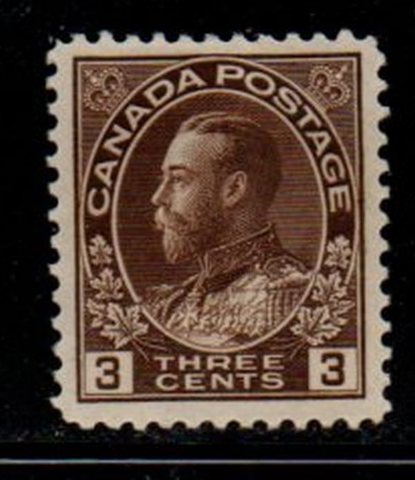 Canada Sc 108 1918 3 c brown G V Admiral issue stamp mint