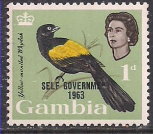 Gambia 1963 QE2 1d Birds Self Gov SG 206 MNH ( E567 )