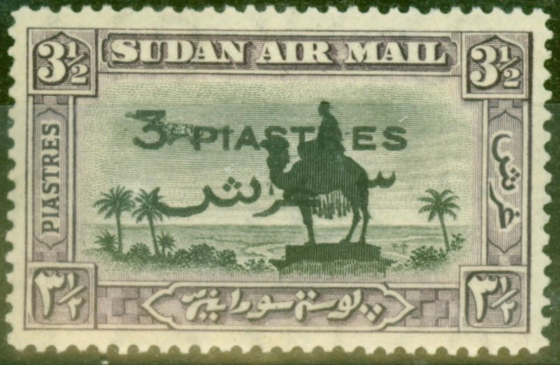 Sudan 1938 3p on 3 1/2p Black & Violet SG75 Fine Lightly Mtd Mint 