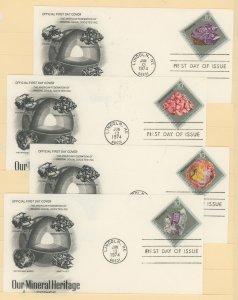 US 1538-41 1974 Mineral Heritage FDC's 4 FDC's