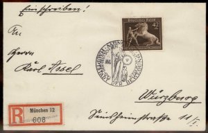 Germany 1939 Brown Band Muenchen Reim Horse Race Registered EF Cover G86850