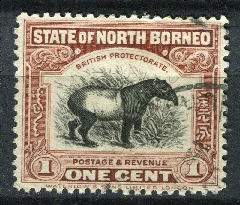 NORTH BORNEO; 1925 early Pictorial issue fine used 1c. value + Postal cancel