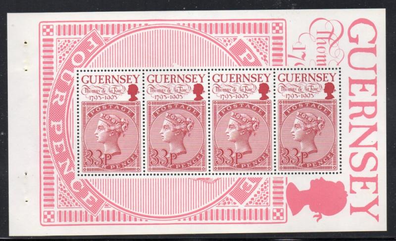 Guernsey Sc 523a 1993 33p de la Rue Stamp stamp booklet pane mint NH