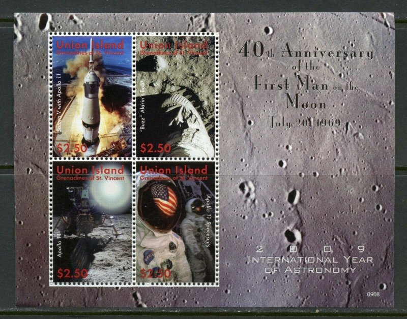 UNION ISLAND 40th ANNIVERSARY OF THE FIRST MAN ON THE MOON  SHEET II  MINT NH