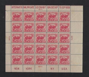 #630 2cent WHITE PLAINS SOUVENIR SHEET OF 25 STAMPS MNH OG BCV $625.00+ - B15