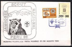 Peru, 01-08/AUG/86 issue. National Scout Jamboree Cancel on Cachet cover.