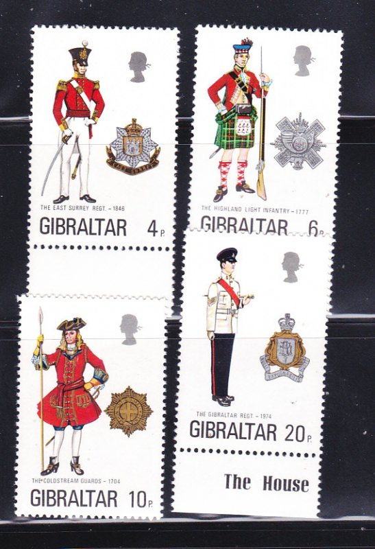 Gibraltar 318-321 Set MNH Military Uniforms (B)