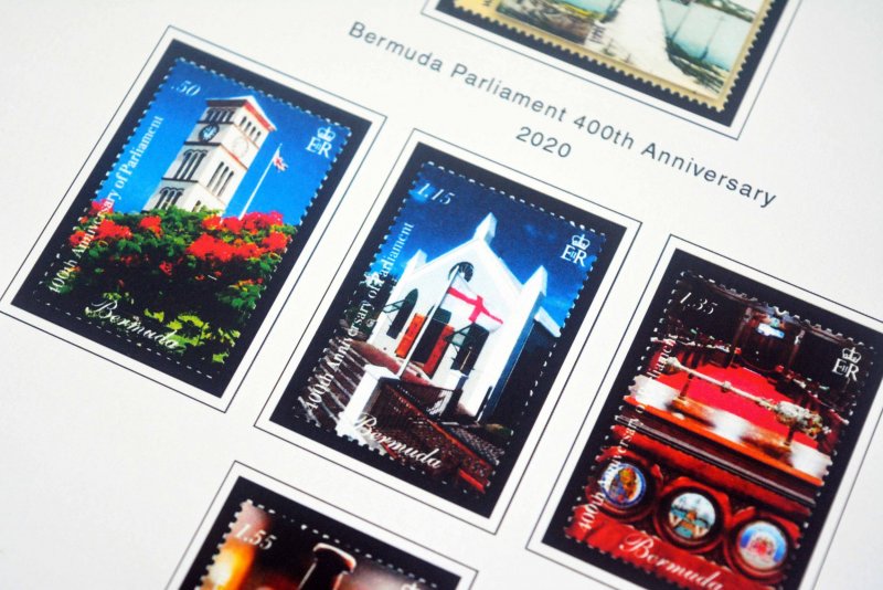 COLOR PRINTED BERMUDA 2000-2020 STAMP ALBUM PAGES (55 illustrated pages)