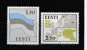 Estonia  Scott#  209-210  MNH  (1991 Map and Flag)