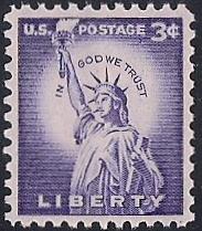 1035B 3 cent 1966 Statue Liberty tagged, NH OG EGRADED VF78