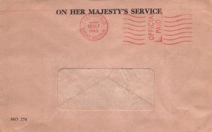 GREAT BRITAIN ON HER MAJESTY'S SERVICE OFFICIAL MAIL PAID CHESTERFIELD 1965