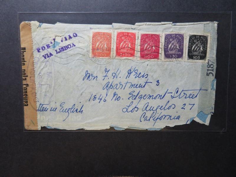 Funchal WWII CMPT Censor Cover to USA / Rough Edges - Z11041