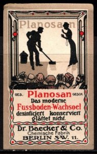 Vintage Germany Poster Stamp Planosan The Modern One Floor Wax Oil Disinfected