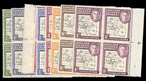 Falkland Islands Dependencies #1L1-1L8 Cat$520, 1946 George VI, Reissue, comp...