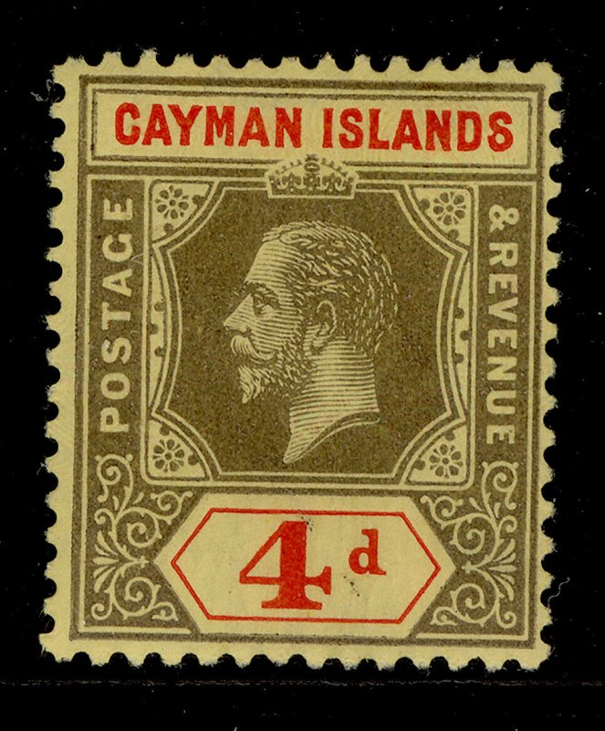 CAYMAN ISLANDS GV SG46 4d black and red/yellow M MINT.