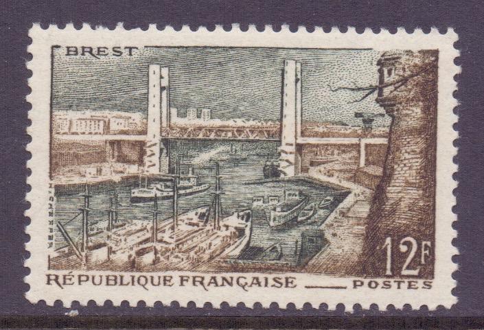 France SG1344 - YT 1117, 1957 Port of Brest 12f MH*