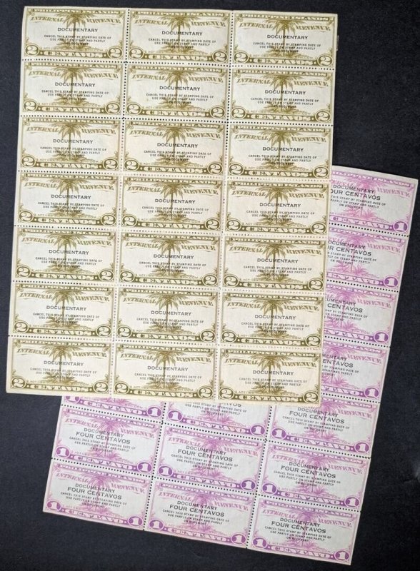 EDW1949SELL : PHILIPPINES 2 Mint panes of Documentary stamps. Disturbed OG.