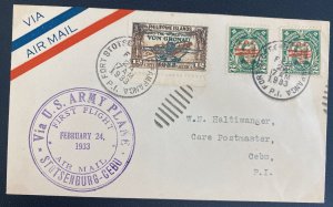 1933 Stotsenburg Philippines First Flight Airmail Cover To Cebu US Army Planes