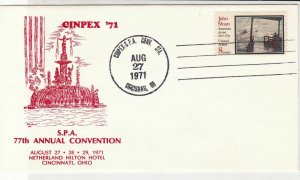 U. S. 1971 Cinpex S.P.A. 77th Annual Conv. Illust. J.Sloan Stamp Cover Ref 37589