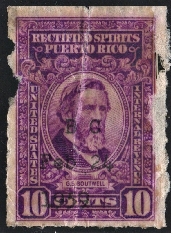 Puerto Rico #RE41 8¢ Rectified Spirits (1942) Used/Faults