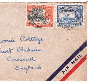 BRITISH GUIANA QEII 32c Cover 1955 GB Cornwall Bodmin Air Mail {samwells}KA544