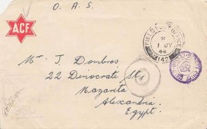 Great Britain Soldier's Free Mail 1944 Field Post Office 142 Egypt to Alexand...