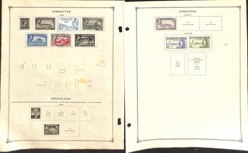 Gibralter Stamp Collection on 6 Scott International Pages, 1886-1947 (BC)