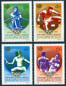 Hungary 3123-3126,3127,MNH.Mi 3959-62,Bl.198. Olympics Seoul-1988.Tennis,Fencing