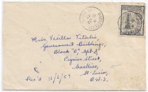 St Kitts 1957 Basseterre to Castries, St Lucia (53533)