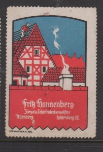 German Advertising Stamp- Fritz Hannenberg Roofing Master Slate & Tile, Nürnberg