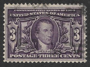 Doyle's_Stamps: Well Centered 1904 VF Used 3c Monroe Issue