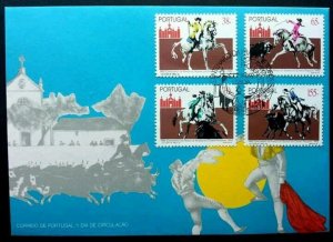 Portugal 100th Anniversary Of Bull Fighting Plaza 1992 Horse Cow Show (FDC)