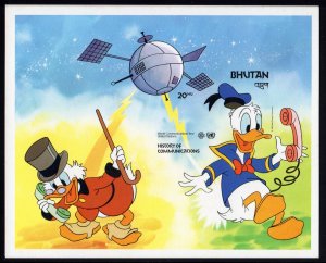 Bhutan 1984 Sc#406 DISNEY DONALD DUCK WORLD COMMUNICATIONS YEAR S/S IMPERFORATED