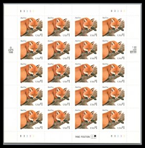 U.S. Stamps. Scott 3036 RED FOX Full Sheet of 20 MNH Plate Number B3333